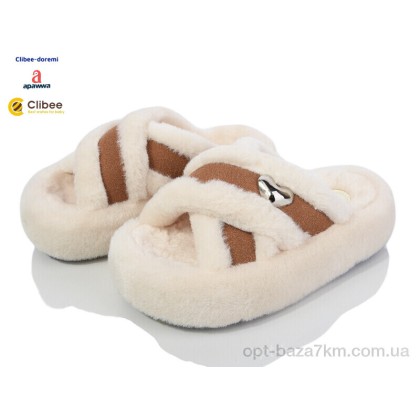 Тапки жіночі "Clibee-Doremi" M998 beige, (р.р. 35-40), Китай, від 6 шт.