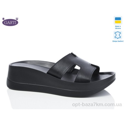 Шлепки женские "Garti" 0094 чорна шкіра, (р.р. 36-40), Украина, от 6 шт.