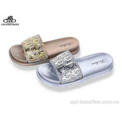 Шлепки женские "Jibukang" 02-888 gold-silver mix, (р.р. 36-41), Китай, от 12 шт. Шлепки женские "Jibukang" 02-888 gold-silver mix, (р.р. 36-41), Китай, от 12 шт.
