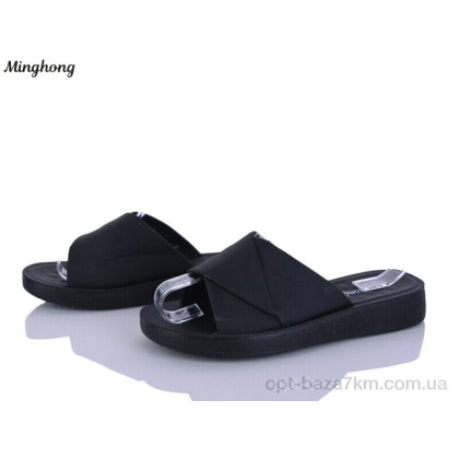 Шлепки женские "Minghong" 7719 black, (р.р. 37-42), Китай, от 8 шт.