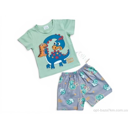 Костюм дитячий "Kids-modnik" 2620 комплект футболка-шорти зелений, (р.р. 120-140), Китай, від 3 шт.