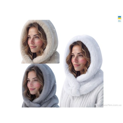 Шапка женская "Mabi" 1174 капор mix (норка), (р.р. One size), Украина, от 4 шт.